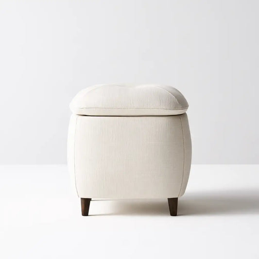 Pouf contenitore dal profilo contemporaneo, beige, per la casa
