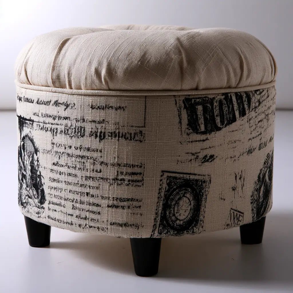 Pouf contenitore dalle linee moderne, beige, per la casa