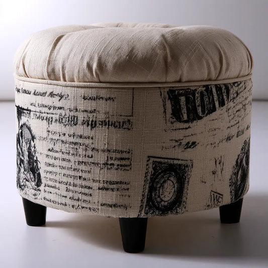 Pouf contenitore dalle linee moderne, beige, per la casa