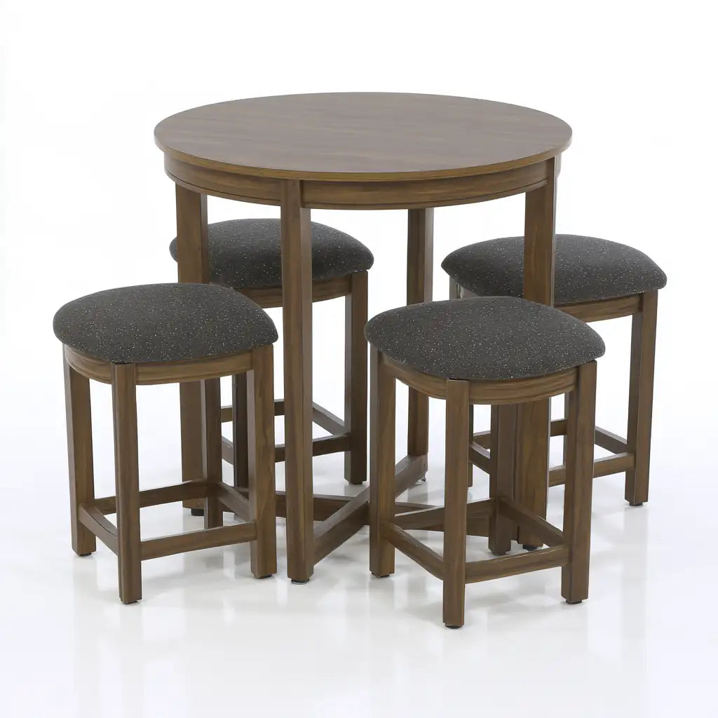 Set tavolo e sgabelli dal design essenziale, marrone e nero, per la casa