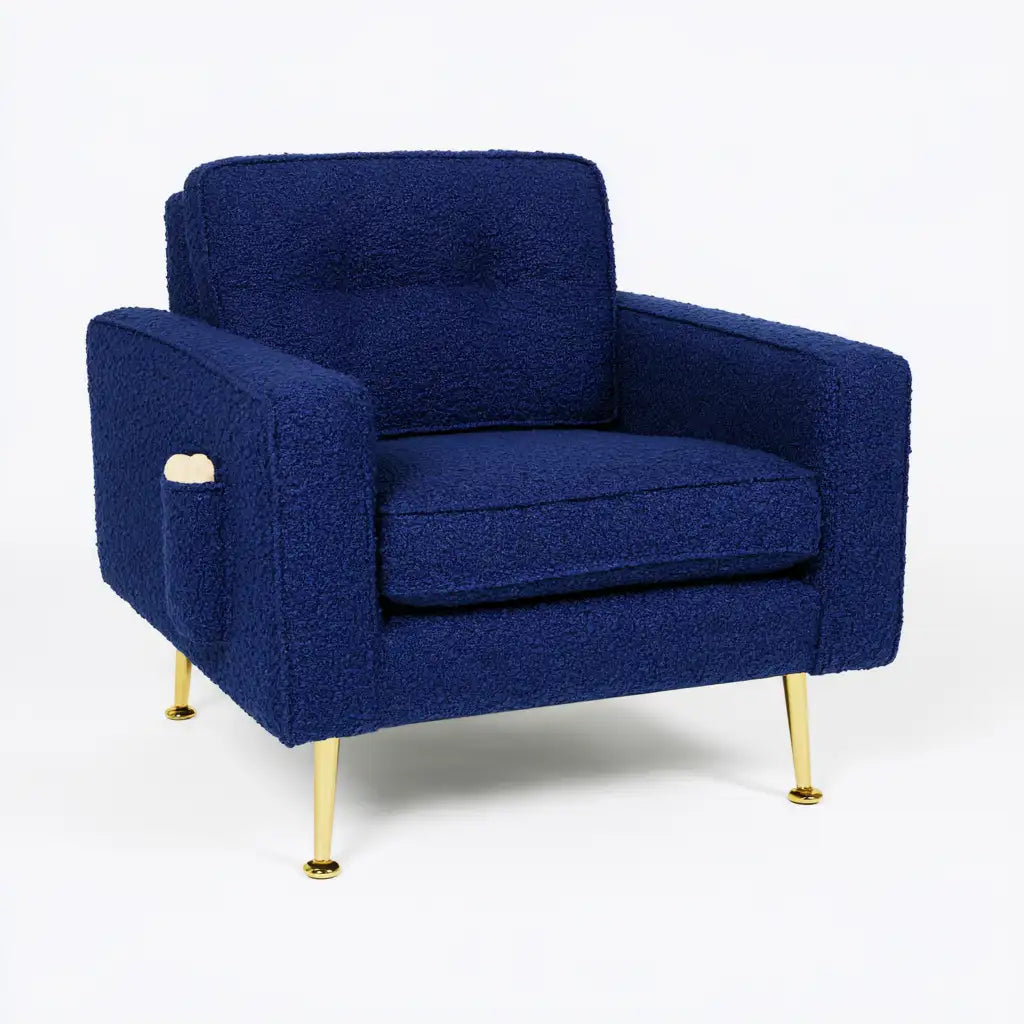 Poltrona dalle linee moderne, blu, per la casa