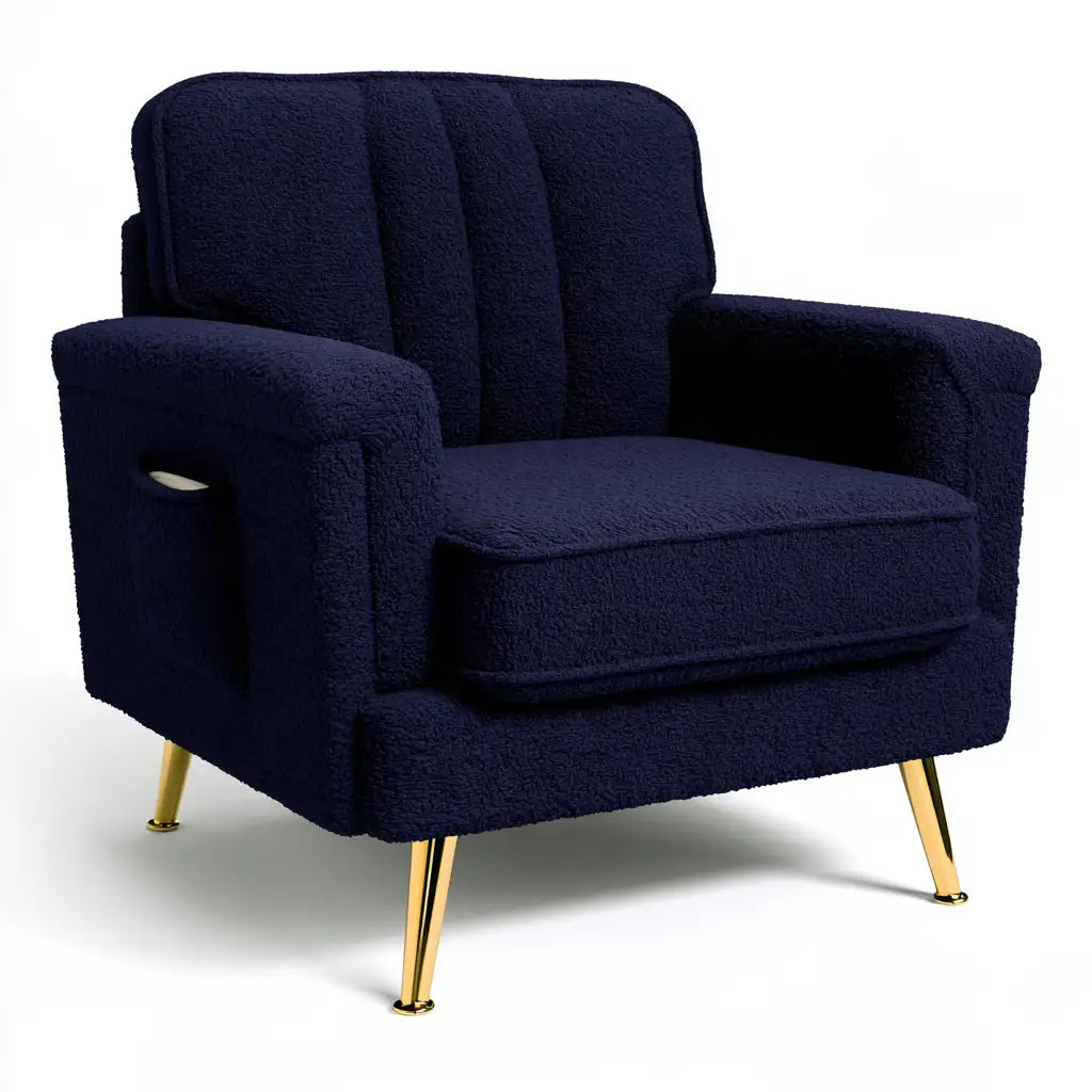 Poltrona dal design essenziale, blu, per la casa