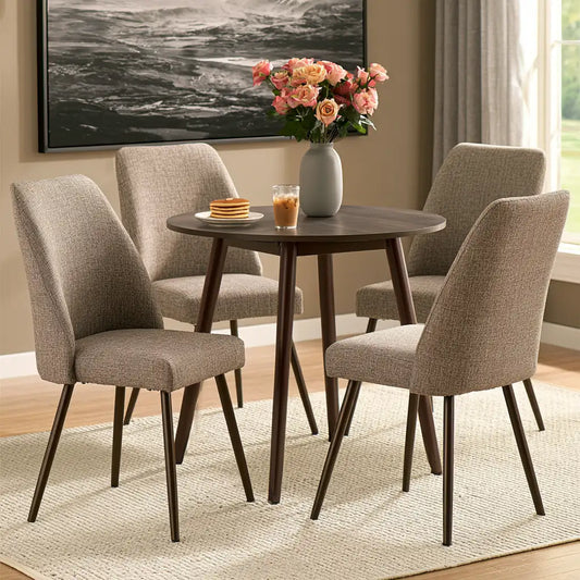 Set tavolo e sedie dal profilo contemporaneo, marrone e beige, per la casa