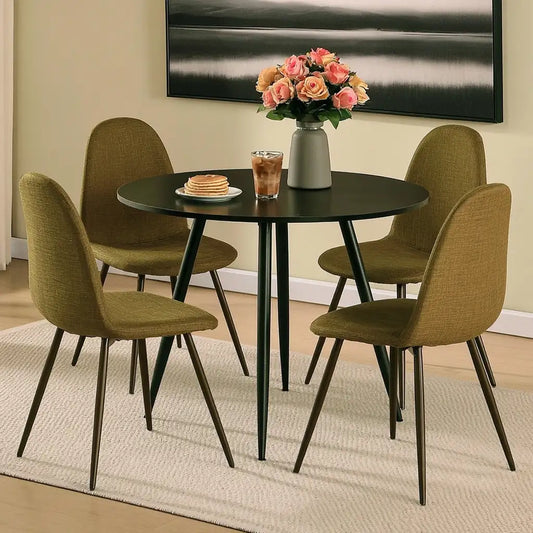 Set tavolo e sedie dalla forma compatta, marrone e beige, per la casa