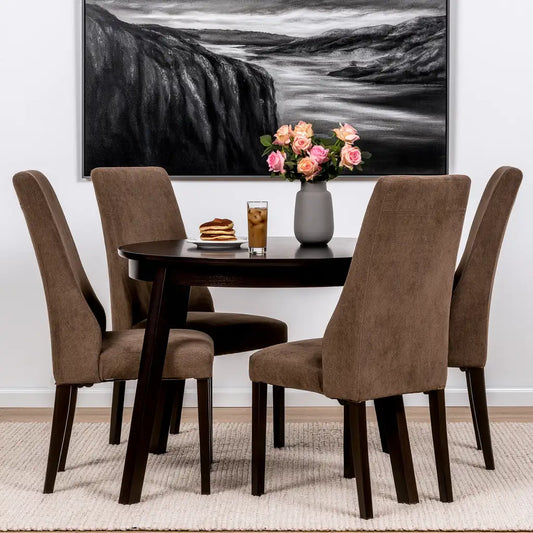 Set tavolo e sedie dalle linee moderne, marrone e beige, per la casa